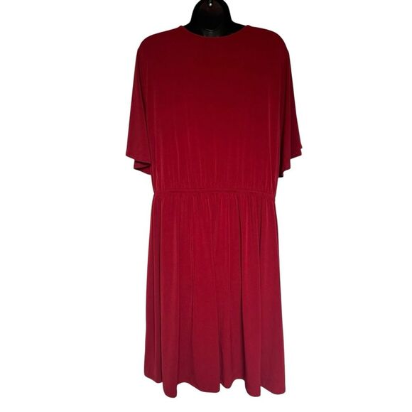 Lane Bryant Flutter Sleeve Dress Plus Sz 18/20 Red Stretchy Slinky NWT - Picture 3 of 13